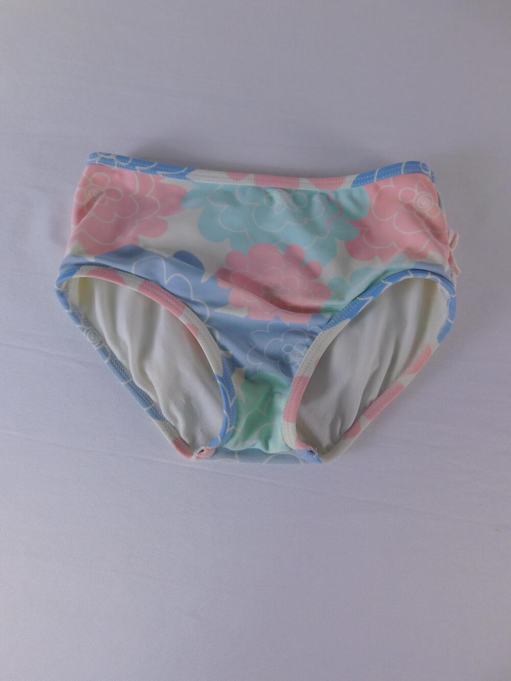 RuffleButts Swim Bottom Girls 5 Multicolor Floral Ruffle Brief Lined Stretch